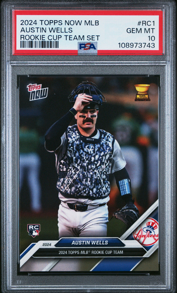 Graded 2024 Topps Now Austin Wells #RC1 Rookie Cup Team Set Rookie RC Baseball Card PSA 10 Gem Mint