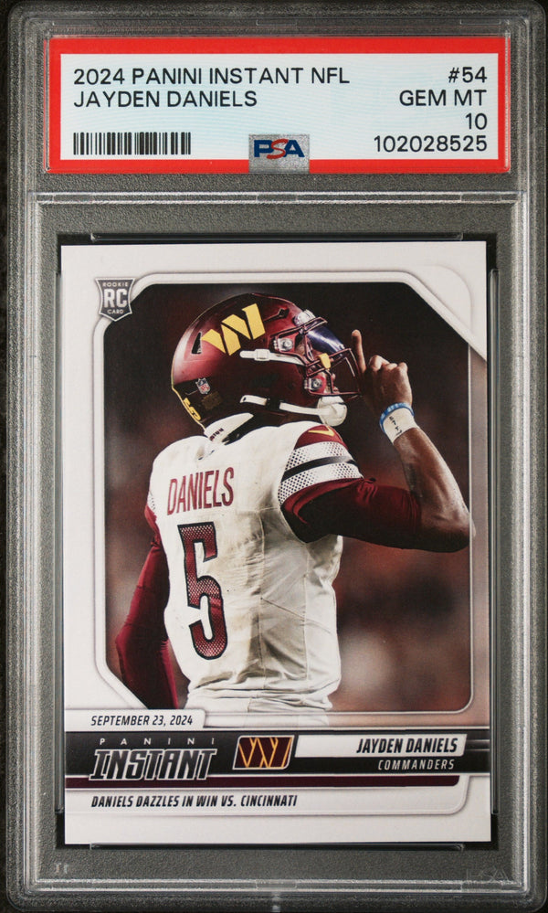 Graded 2024 Panini Instant NFL Jayden Daniels #54 Rookie RC Football Card PSA 10 Gem Mint