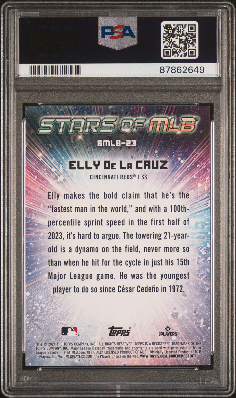 Graded 2024 Topps Elly De La Cruz #SMLB23 Stars of MLB Rookie RC Baseball Card PSA 10 Gem Mint