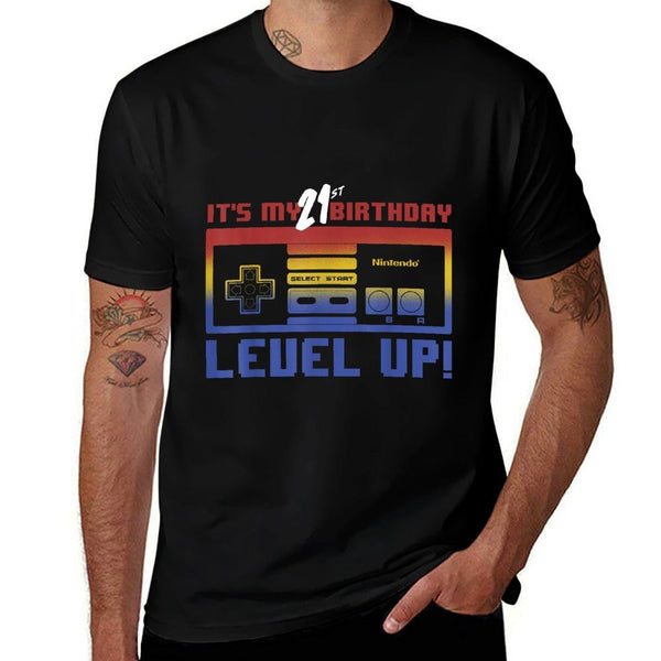 Nintendo It's My 21st Birthday Level Up! SNES Controller  Ribbed Collar T-Shirt