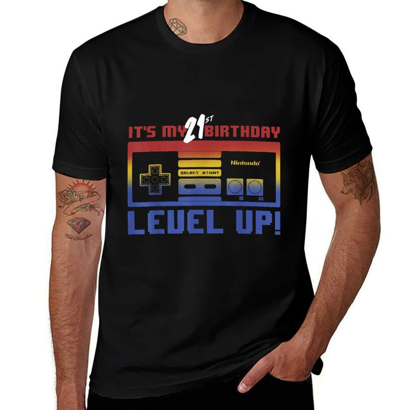 Nintendo It's My 21st Birthday Level Up! SNES Controller  Ribbed Collar T-Shirt