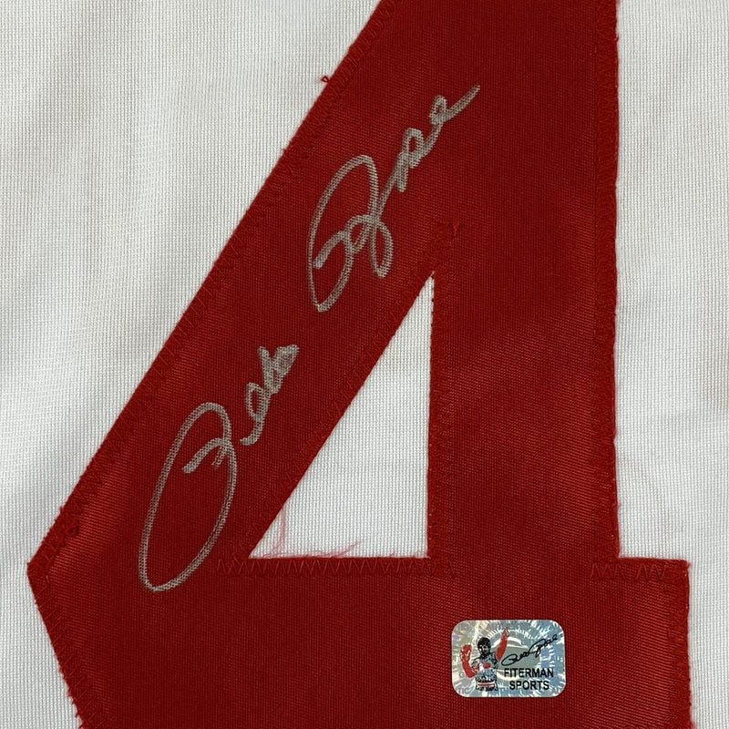 Autographed/Signed Pete Rose Cincinnati White Baseball Jersey Athlete Hologram COA Holo