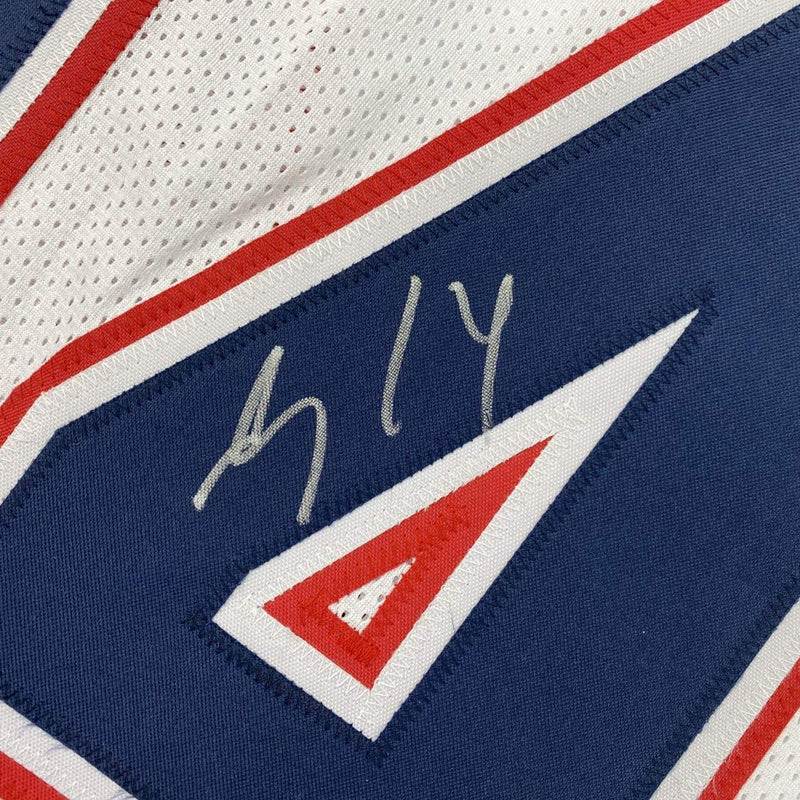 Autographed/Signed Mohamed Sanu New England White Football Jersey JSA COA