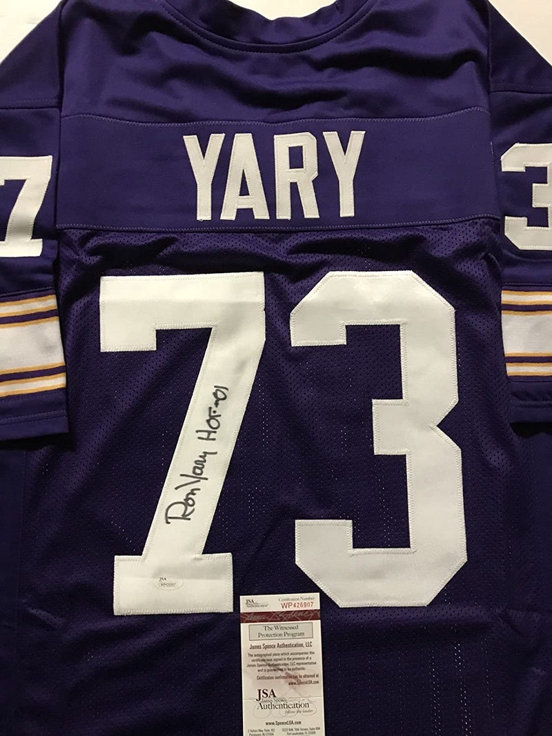 Autographed/Signed Ron Yary HOF 01  Minnesota Purple Football Jersey JSA COA