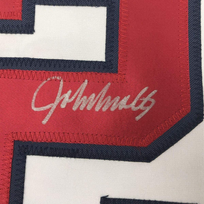 Autographed/Signed John Smoltz Atlanta White Baseball Jersey JSA COA