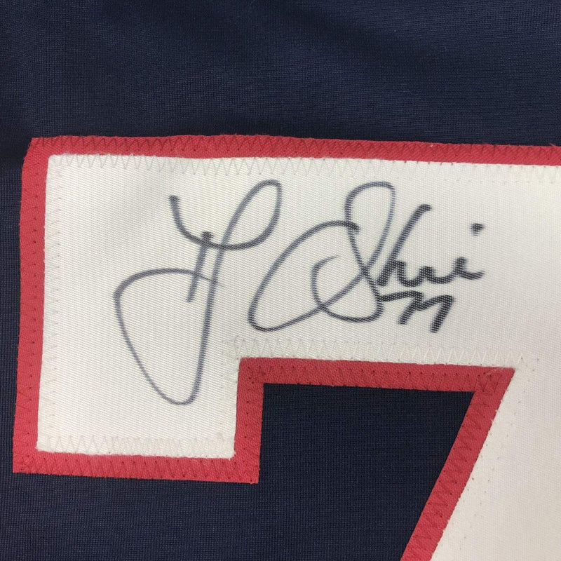 Autographed/Signed TJ T.J. Oshie United States USA Blue Olympics Hockey Jersey Beckett BAS COA