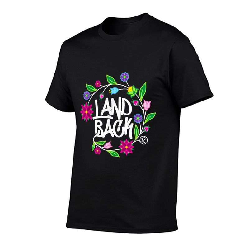 Land Back Ojibwe Floral Motif Indigenous Native Art  Eco-friendly Material T-Shirt