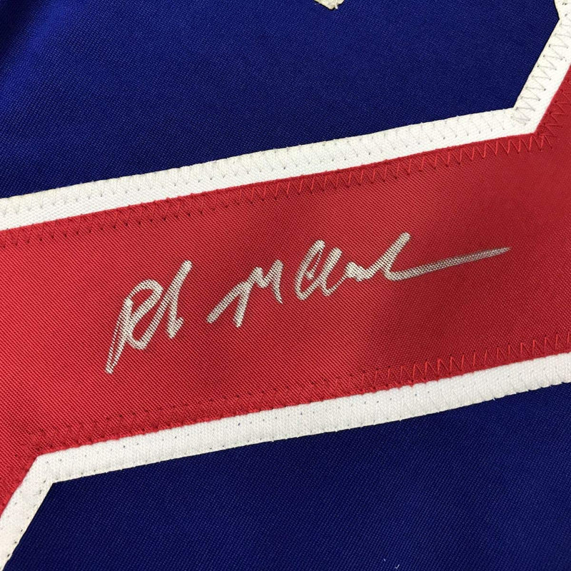 Autographed/Signed Rob McClanahan Blue Team USA Miracle On Ice 1980 Olympics Hockey Jersey JSA COA