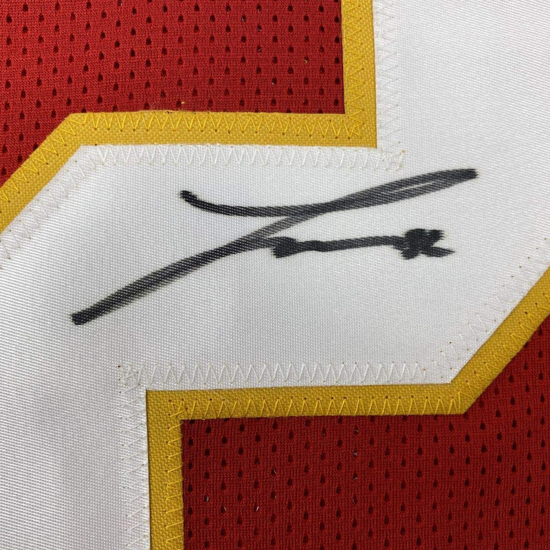 Autographed/Signed Tyrann Mathieu Kansas City Red Football Jersey JSA COA