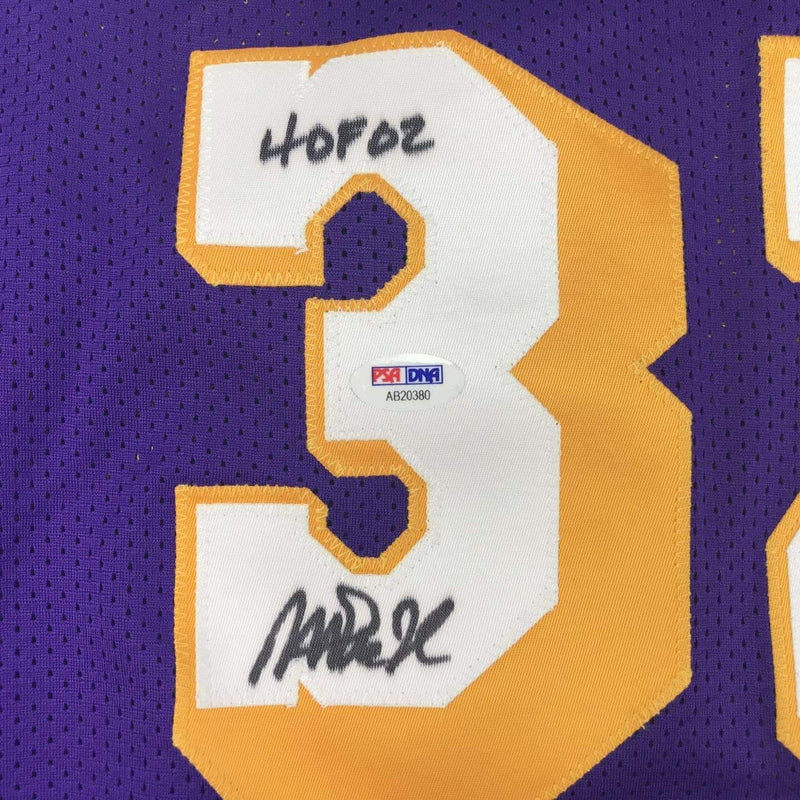 Autographed/Signed Earvin Magic Johnson HOF 02 Los Angeles LA Purple Basketball Jersey PSA/DNA COA
