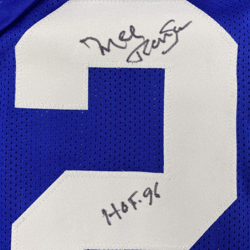 Autographed/Signed Mel Renfro HOF 96 Dallas Blue Football Jersey JSA COA