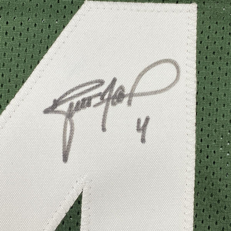 Autographed/Signed Brett Favre Green Bay Stat Green Football Jersey Favre Hologram COA