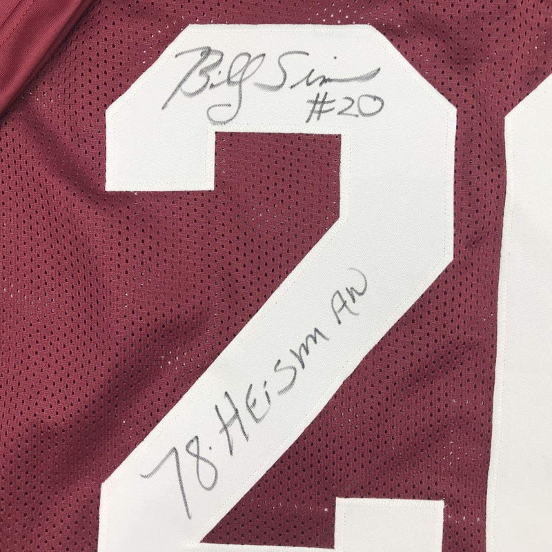 Autographed/Signed Billy Sims 78 Heisman Oklahoma Maroon College Football Jersey JSA COA
