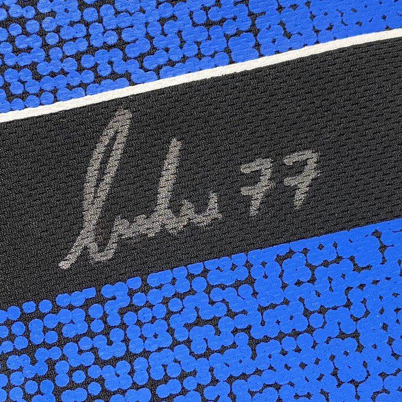 Autographed/Signed Luka Doncic Dallas Blue Practice Basketball Jersey Beckett BAS COA Holo Only