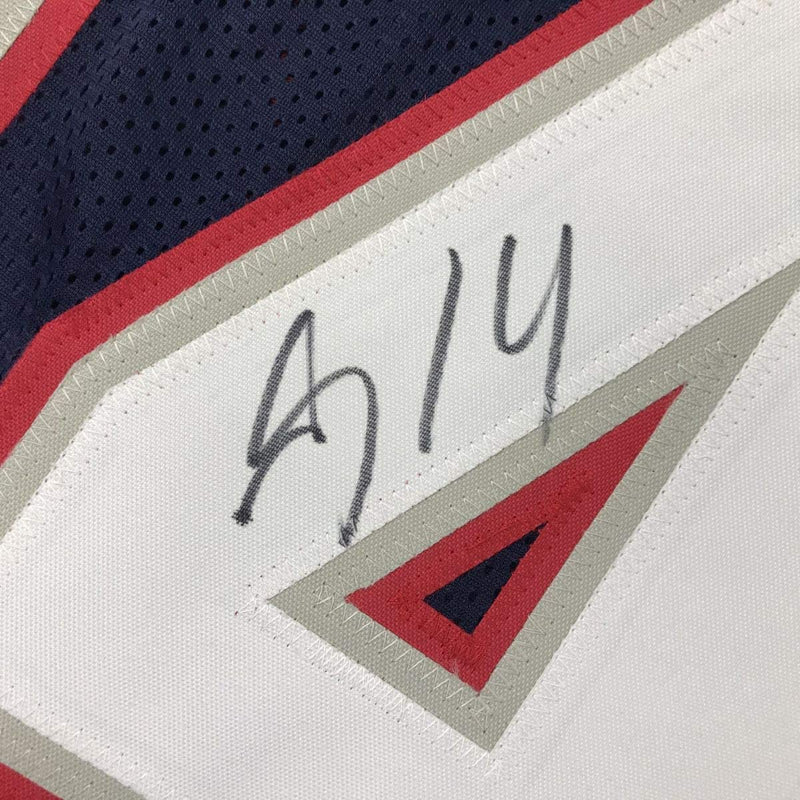 Autographed/Signed Mohamed Sanu New England Blue Football Jersey JSA COA