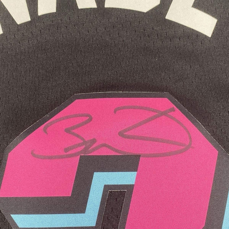 Autographed/Signed Dwyane Wade Miami Heat Black Vice City Basketball Jersey Fanatics COA