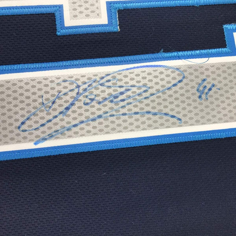 Autographed/Signed Dirk Nowitzki Dallas Dark Blue Basketball Jersey JSA COA