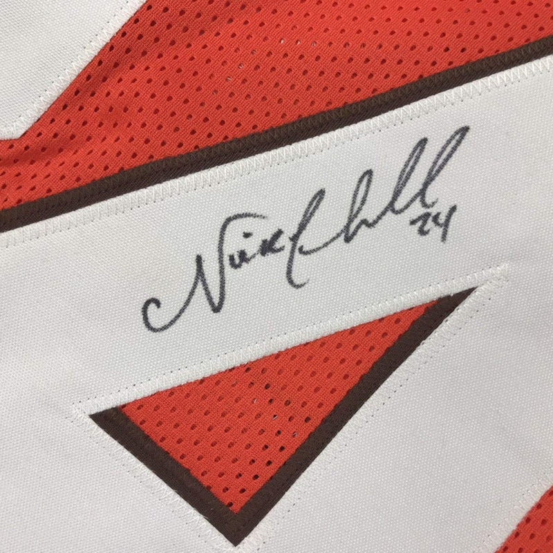 Autographed/Signed Nick Chubb Cleveland Orange Football Jersey JSA COA