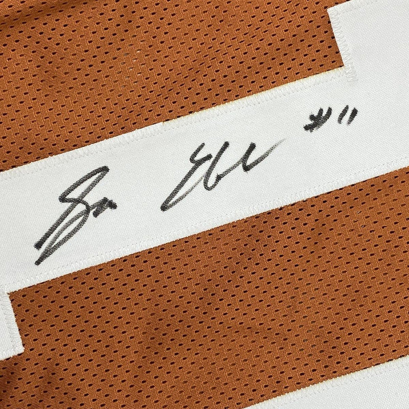 Autographed/Signed Sam Ehlinger Texas Orange College Football Jersey JSA COA