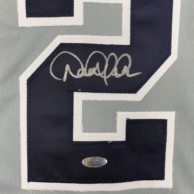 Autographed/Signed Derek Jeter New York Grey Baseball Jersey Steiner Sports COA Hologram Only