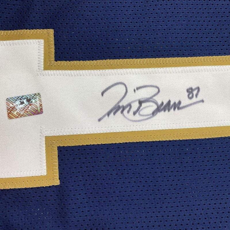 Autographed/Signed Tim Brown Notre Dame Blue College Football Jersey GTSM COA Holo Only