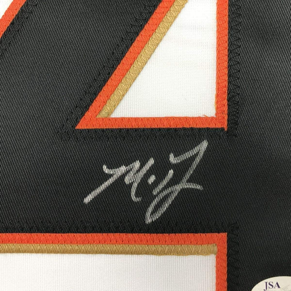 Framed Autographed/Signed Madison Bumgarner 35x39 San Francisco White Baseball Jersey JSA COA