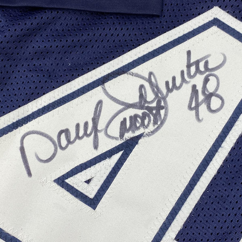 Autographed/Signed Daryl Moose Johnston Dallas Blue Football Jersey Beckett BAS COA