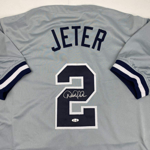 Autographed/Signed Derek Jeter New York Grey Baseball Jersey Steiner Sports COA Hologram Only