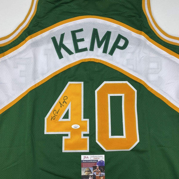 Autographed/Signed Shawn Kemp Seattle Green Basketball Jersey JSA COA