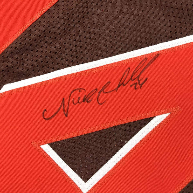 Autographed/Signed Nick Chubb Cleveland Football Brown Jersey JSA COA