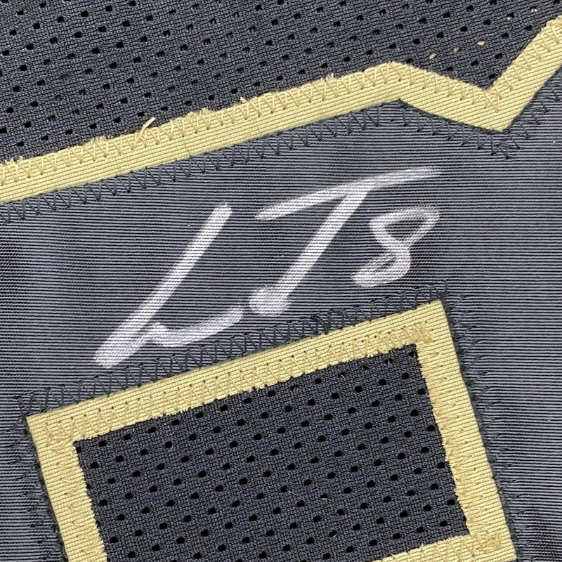 Autographed/Signed Lamar Jackson Baltimore Blackout Football Jersey JSA COA