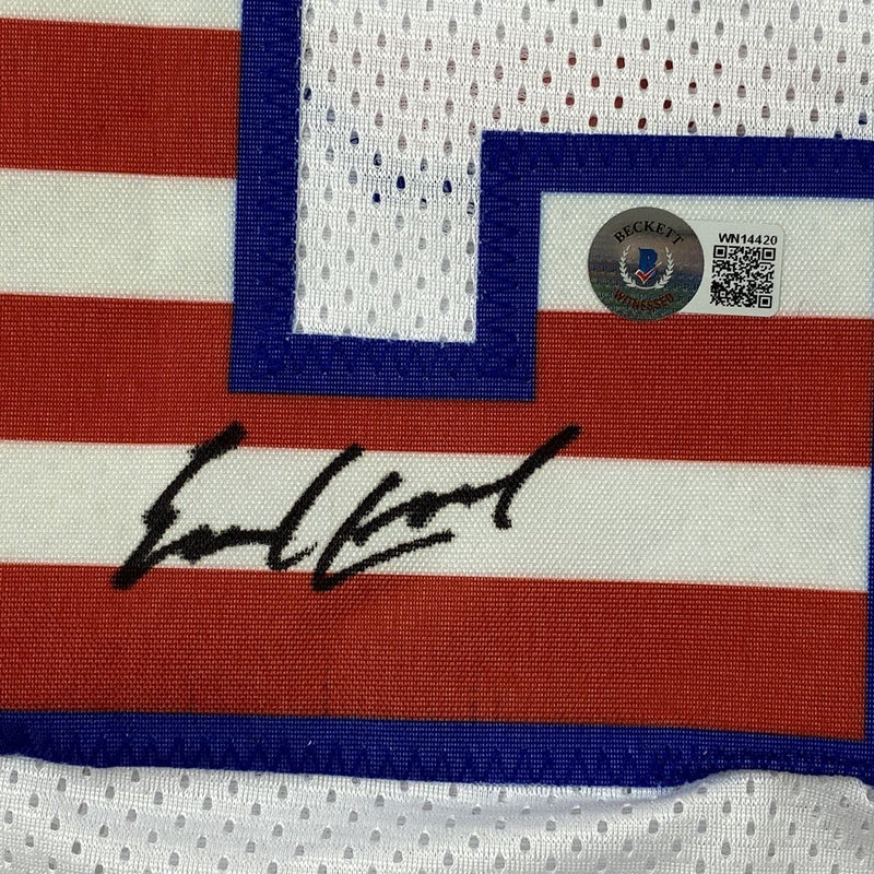 Autographed/Signed Earl Campbell Texas USA White Football Jersey Beckett BAS COA