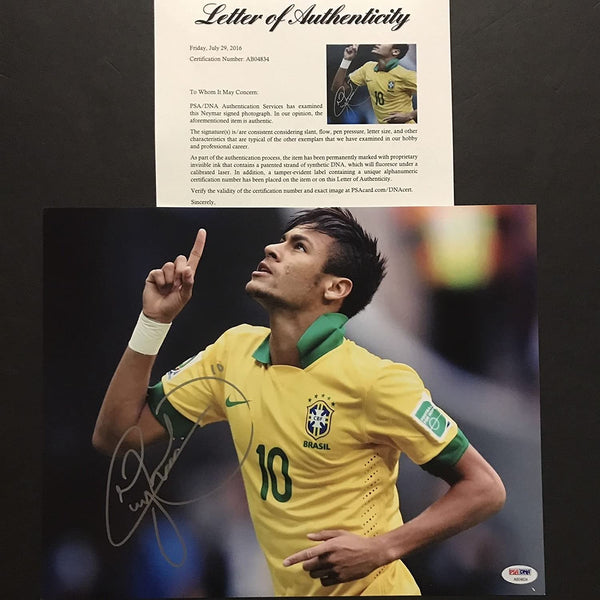 Autographed/Signed Neymar Jr. Brazil World Cup Soccer Futbol 11x14 Photo PSA/DNA COA/LOA #2