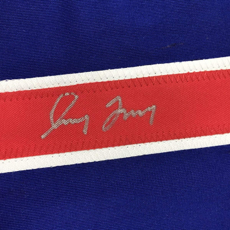 Autographed/Signed Greg Maddux Chicago Blue Stat Baseball Jersey JSA COA