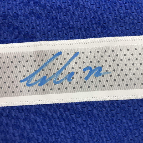 Framed Autographed/Signed Luka Doncic 35x39 Dallas Blue Basketball Jersey PSA/DNA COA