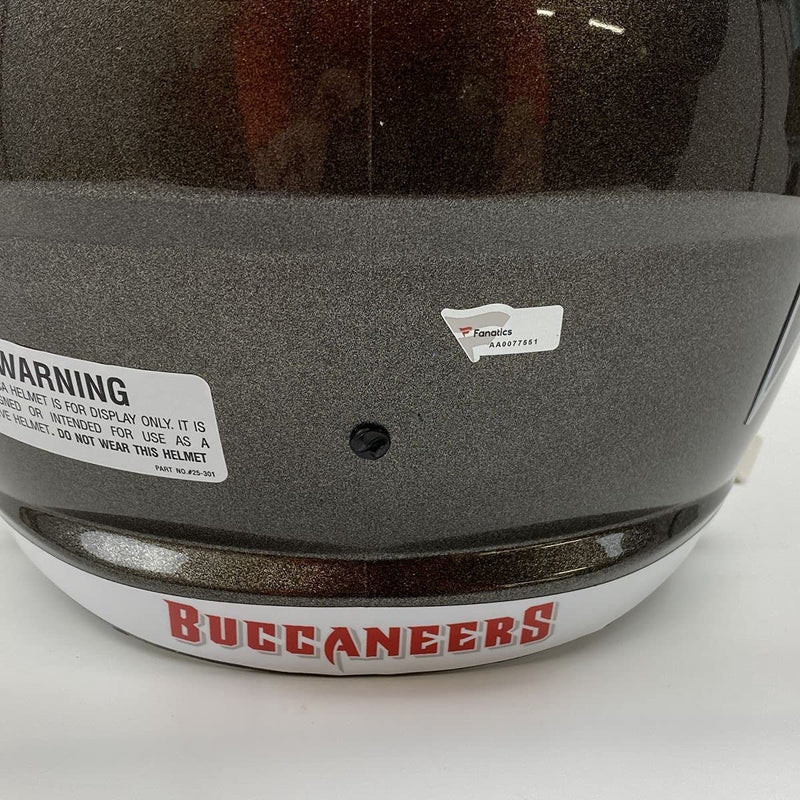 Autographed/Signed Tom Brady Super Bowl LV Tampa Bay Buccaneers Full Size FS F/S Replica Football Helmet Fanatics COA/LOA