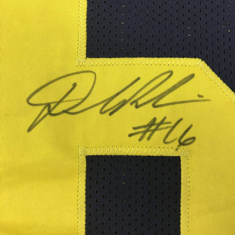 Autographed/Signed Denard Robinson Michigan Blue College Football Jersey JSA COA