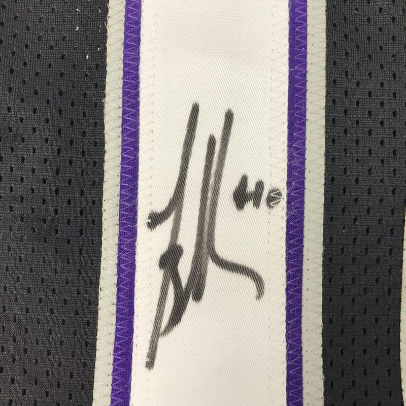 Autographed/Signed Mike Bibby Sacramento Black Basketball Jersey PSA/DNA COA