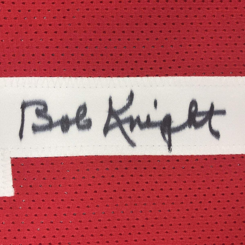 Autographed/Signed Bobby Bob Knight The General Indiana Hoosiers Red Basketball Jersey JSA COA
