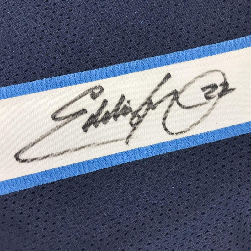 Autographed/Signed Eddie George Tennessee Dark Blue Football Jersey Beckett BAS COA