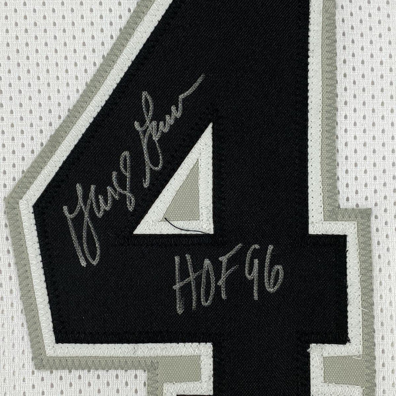 Autographed/Signed George Gervin HOF 96 San Antonio White Basketball Jersey JSA COA
