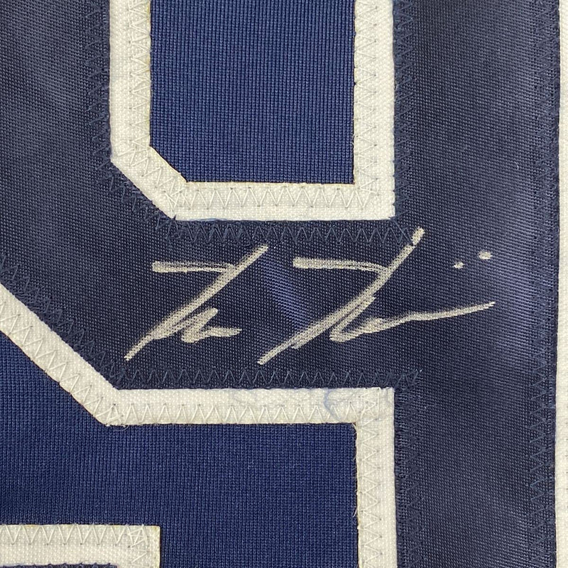 Autographed/Signed Kevin Kiermaier Tampa Bay Dark Blue Baseball Jersey PSA/DNA COA