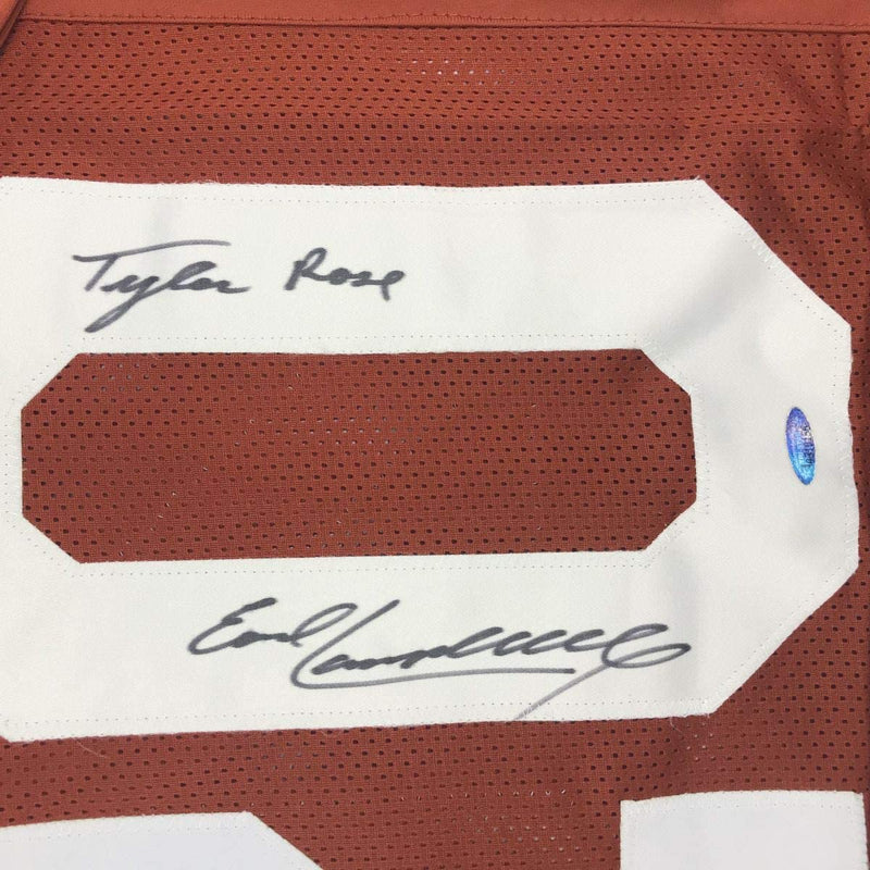 Autographed/Signed Earl Campbell Tyler Rose Texas Orange College Football Jersey Tristar COA