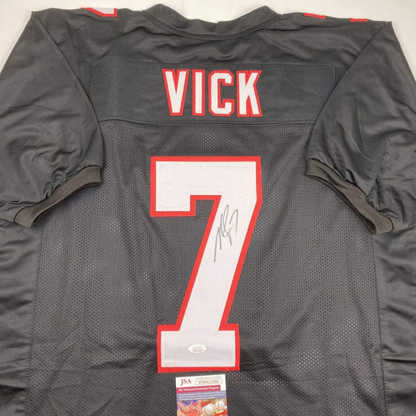 Autographed/Signed Michael Mike Vick Atlanta Retro Black Football Jersey JSA COA