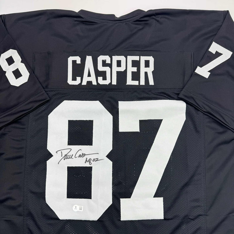 Autographed/Signed Dave Casper HOF 02 Oakland Las Vegas Black Football Jersey Beckett BAS COA
