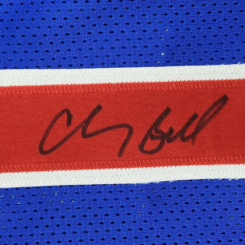 Autographed/Signed Chauncey Billups Detroit Blue Stat Basketball Jersey JSA COA