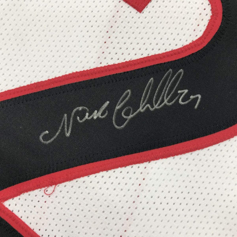 Autographed/Signed Nick Chubb Georgia White College Football Jersey JSA COA