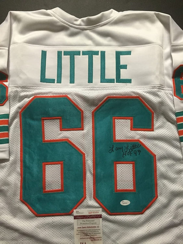 Autographed/Signed Larry Little HOF 93  Miami White Football Jersey JSA COA