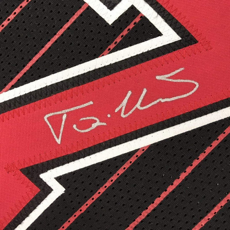 Autographed/Signed Toni Kukoc Chicago Black Pinstripe Basketball Jersey Beckett BAS COA