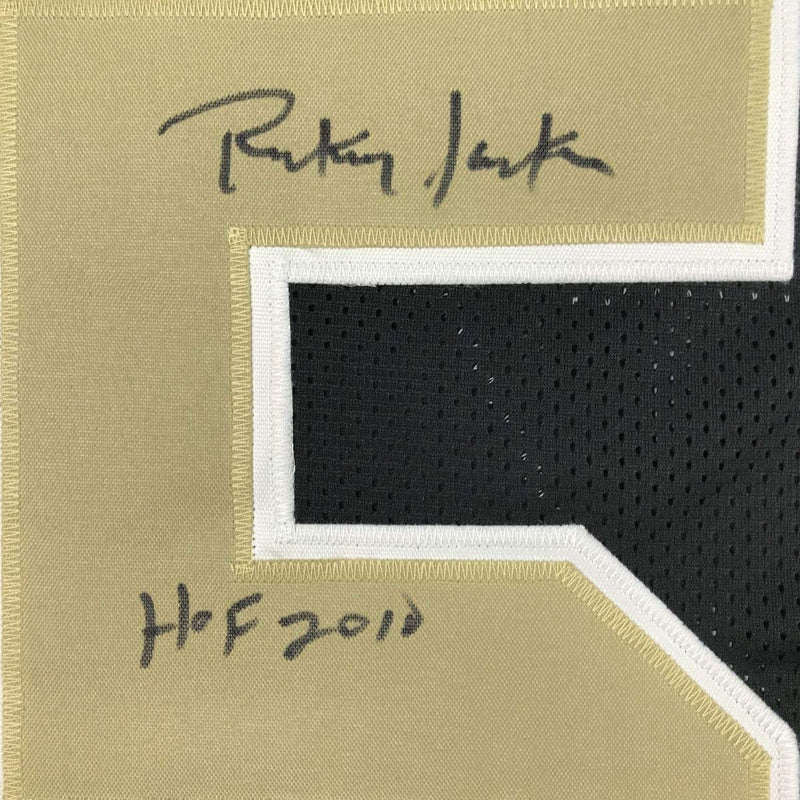 Autographed/Signed Rickey Jackson HOF 2010 New Orleans Black Football Jersey Beckett BAS COA